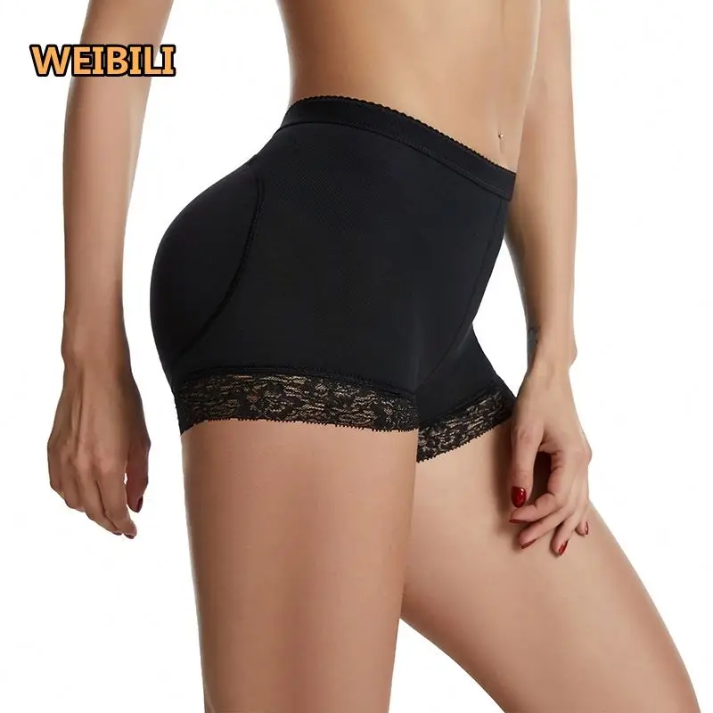 Women High Waist Lace Boyshort Pad Shorts Hip Enhancer Shapewear Butt Lifter Body Shaper Tummy Control Panties