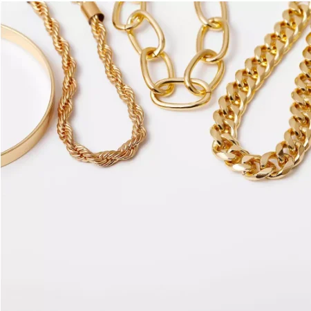 4Pcs/Set Hip Hop Chunky Thick Bracelets Bangles Punk Metal Twisted Rope Chain Bracelet Jewelry