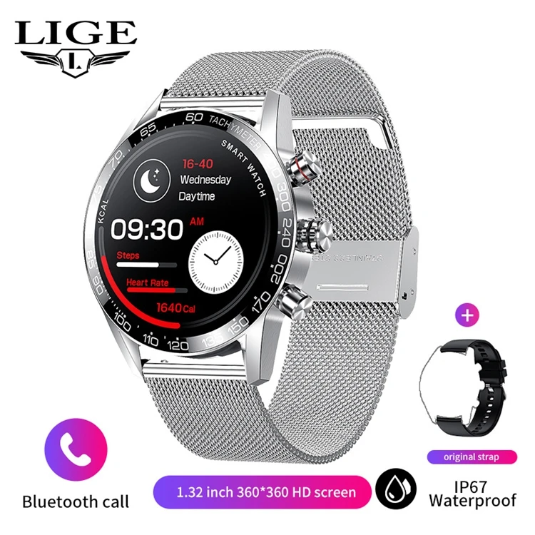 Fashion LIGE New HD Screen Reloj Mens Business Clock Smart Calling Man Smartwatch