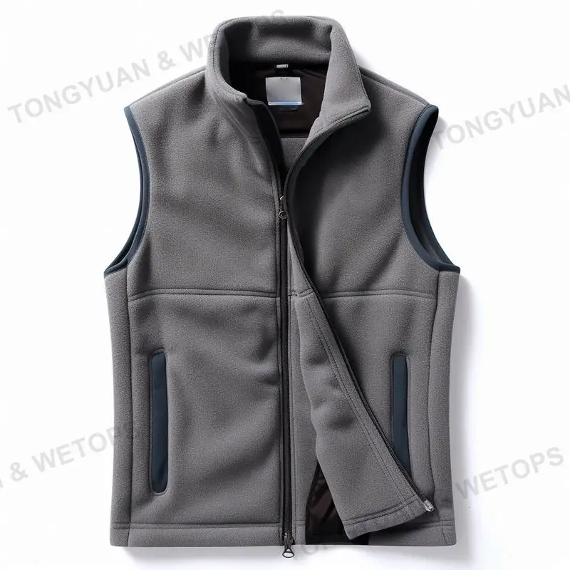 Wholesale Winter  Custom Jacket Polar Fleece Vest Men 100% Polyester Fishing Hunting Windproof Vest Men Black Fleece Vest
