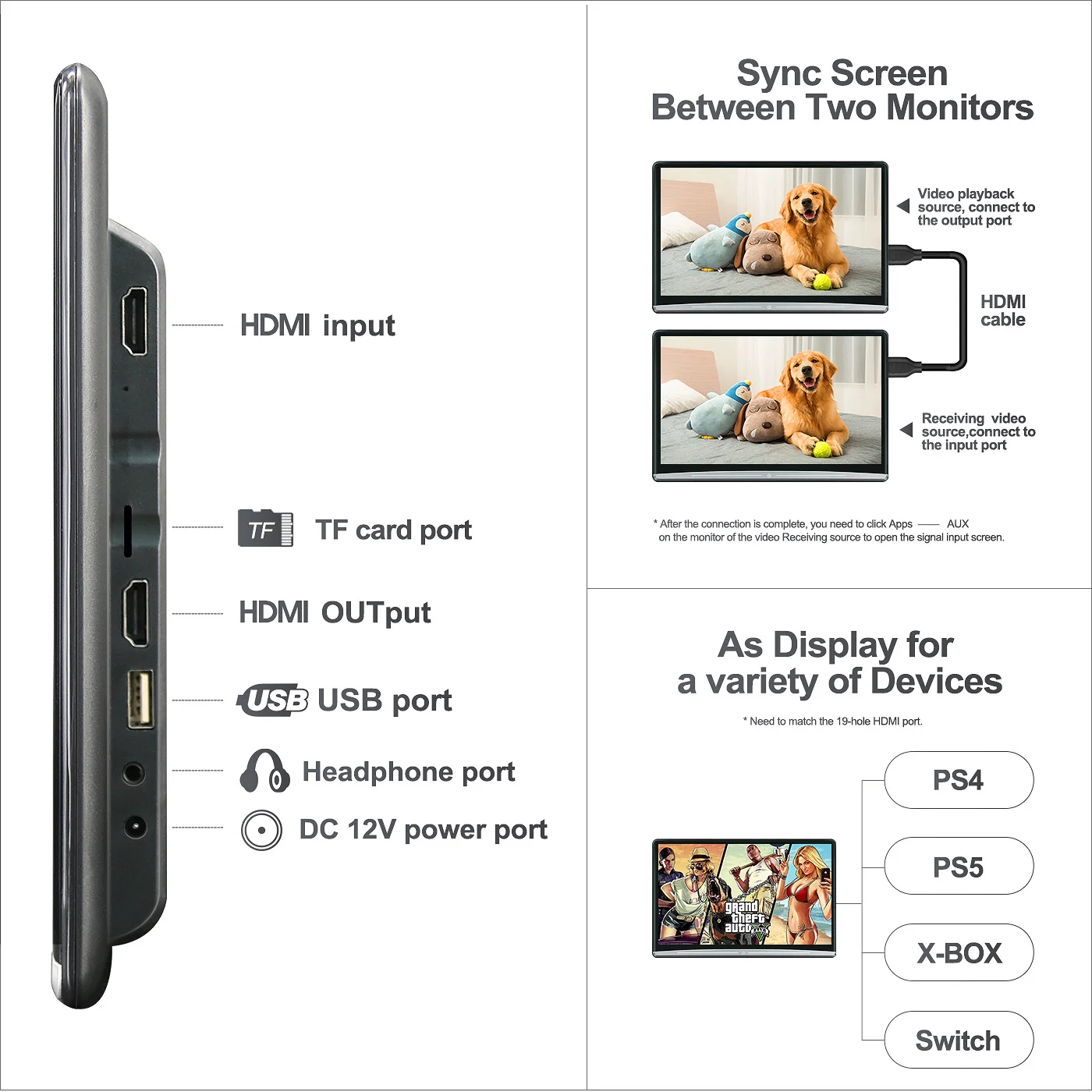 Back Seat Headrest Monitor Touch Screen 13.3 Inch Android 10.0 1080P WIFI/BT Headset/USB/HDMI/Airplay Tablet Movie Video Player