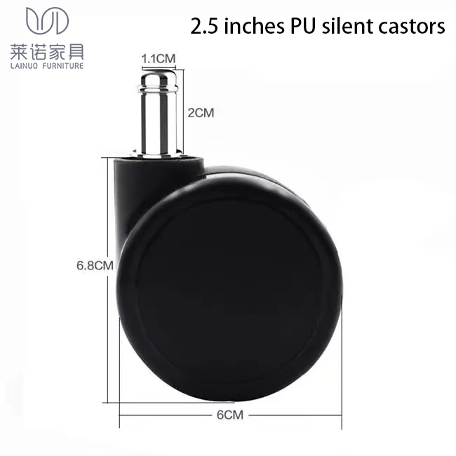 60mm noise free PU home furniture component office chair caster office chair wheels