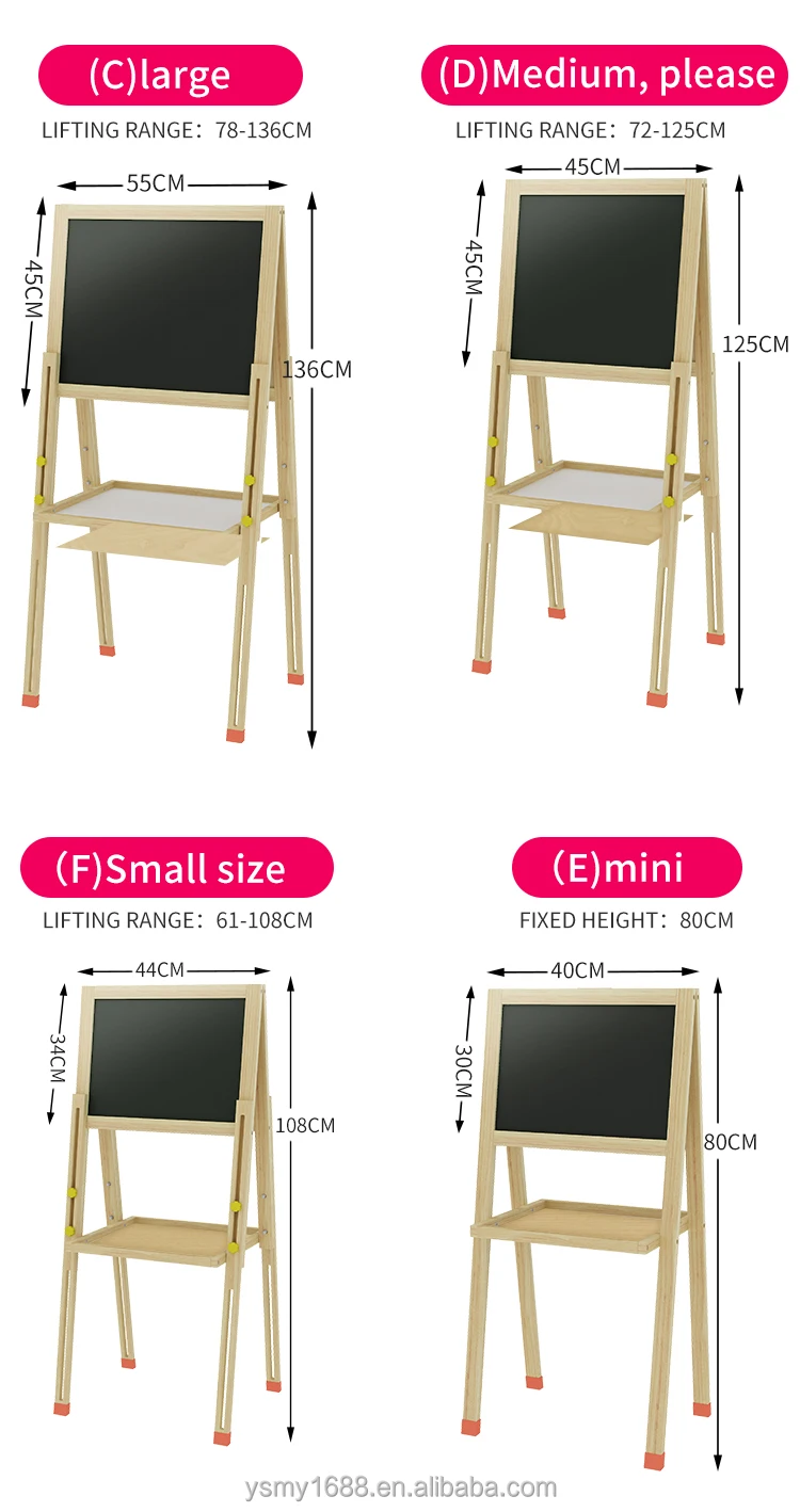 magnetic multifunction adjustable height wooden  Kid easel with double side