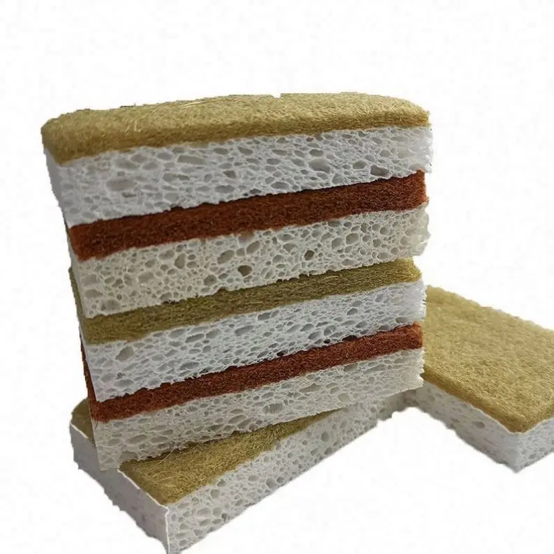 Coconut Sisal Fiber Sponge Dish Scouring Pads Dish Washing Natural Plant Based Biodegradable Kitchen Coconut