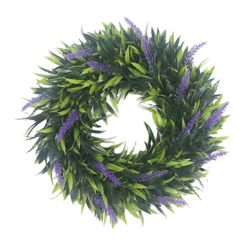 Wholesale Greenery Fake Plants Wreath Christmas Party Plastic Eucalyptus Wreath Lavender Plants Wreath For Christmas Door Decor