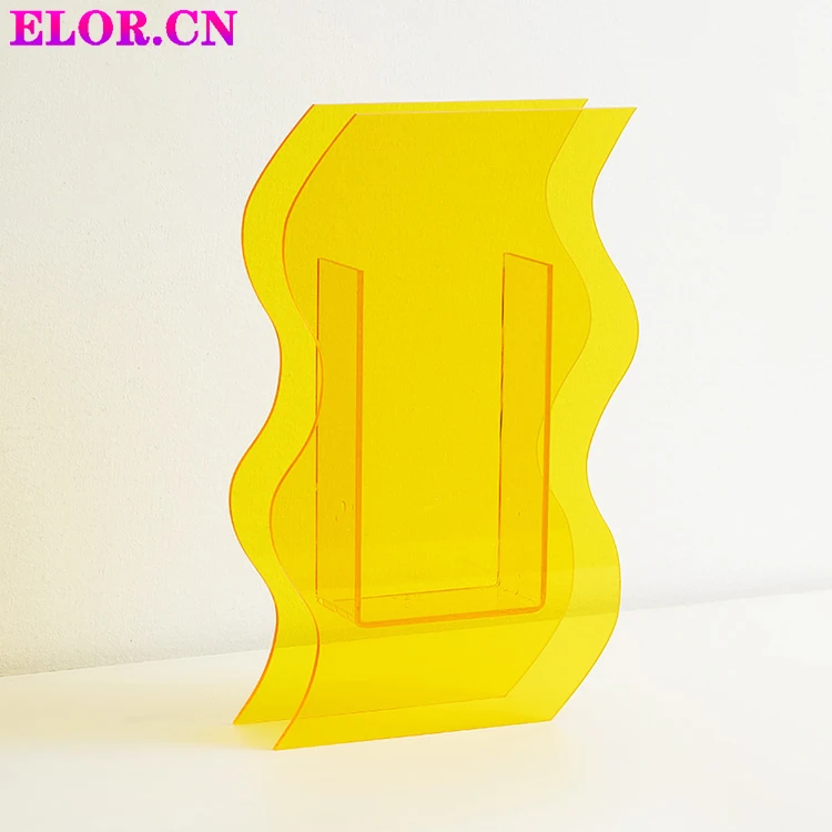 ELOR New Design Acrylic Red Rose Vase Desktop For Modern Home Decor Colorful Flowers In Living Room