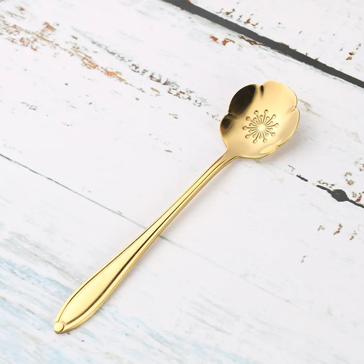 Fashionable mixing spoon stainless steel gold tea spoon drink coffee spoon