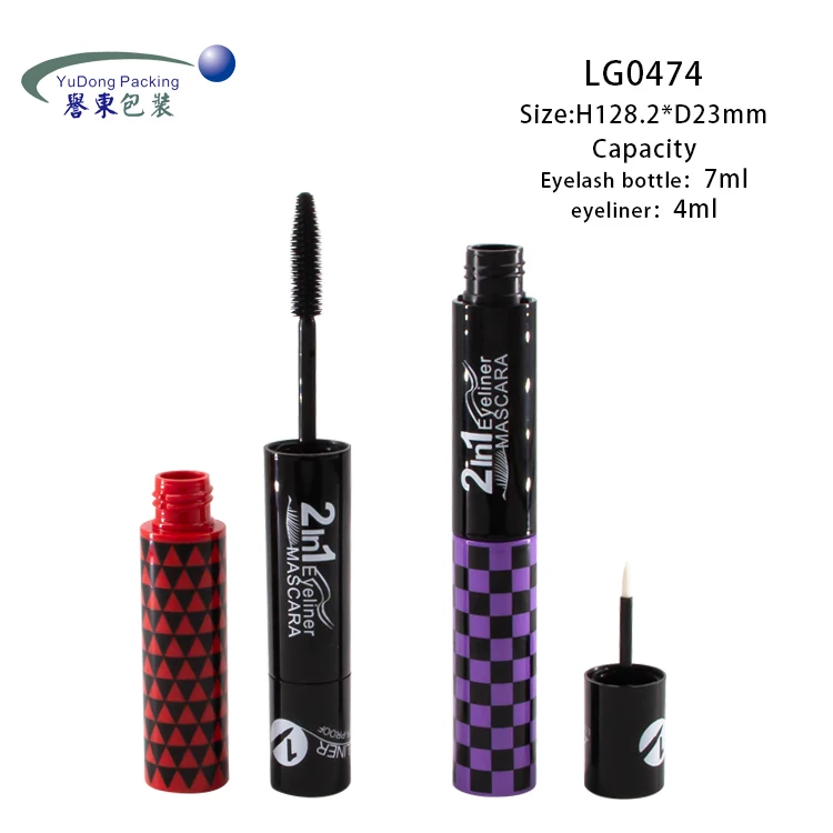 New Product Customized Logo Container Matt Black Empty Round Double Ended Eyeliner Tube Mascara Tube