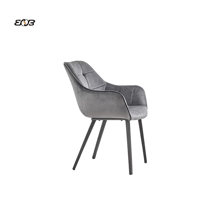 Hot sale restaurant furniture free samples modern simple colorful fabric / velvet dining chair with metal legs