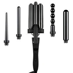 curling wand with 5 Attachments Ceramic interchangeable Hair Curler magic curl tongs hair curling iron curler wand