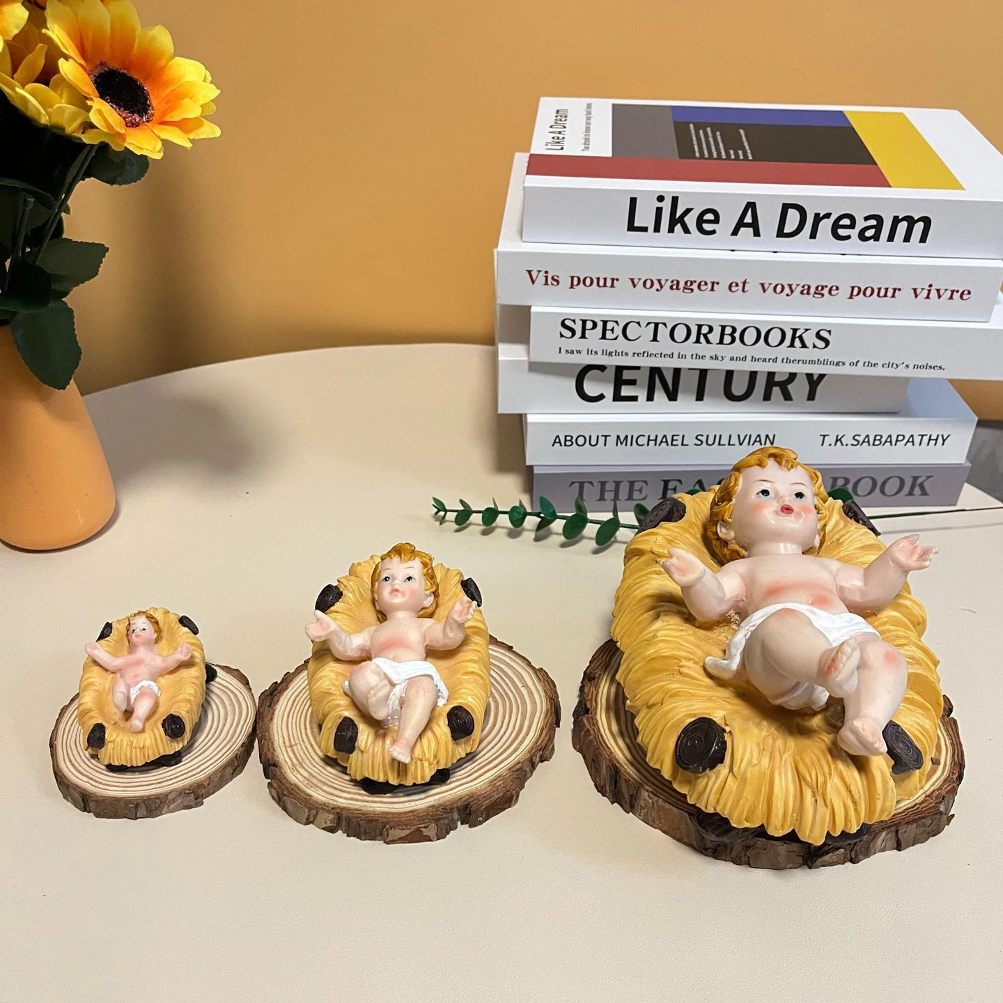 Christmas decor catholic gifts nativity manger scene figurine resin religious holy child ornament saint baby Jesus Christ statue