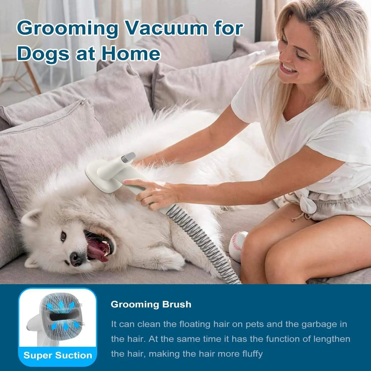 5 in 1 Professional Electric Pet Grooming Tools Fur Remover Hair Brush Clipper Set Trimmer Cleaner Vacuum For Cats Dogs