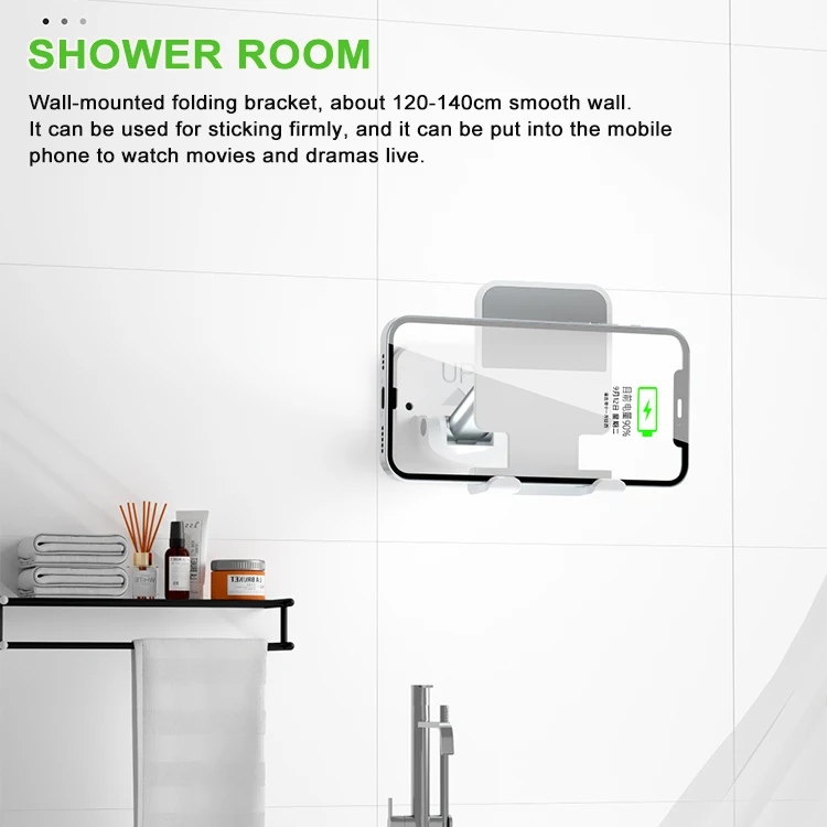 Adjustable Portable Home Wall Storage Sticky Phone Hanging Holder Suction For Mobile Phone Folding Telescopic Stand For Wall