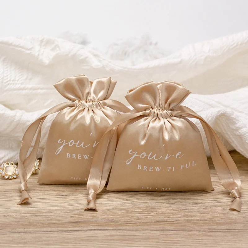 Шелковый атласный мешочек для хранения ювелирных изделий с логотипом на заказ