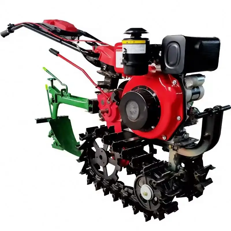 7/8/9 p Gasoline Engine Double Chain Track Type Cultivator Power Tiller Rotary tiller Small Cultivator Tiller Furrow