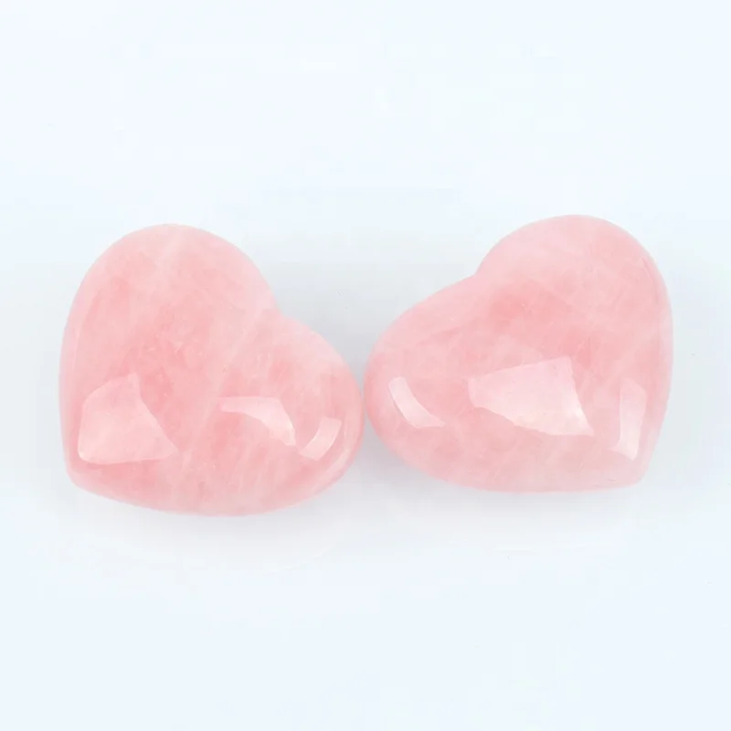 Love Gift Carved Healing Crystal Stone Quartz Heart Puffy Heart Shape Natural Wholesale Gemstone Rose Feng Shui Souvenir Neutral