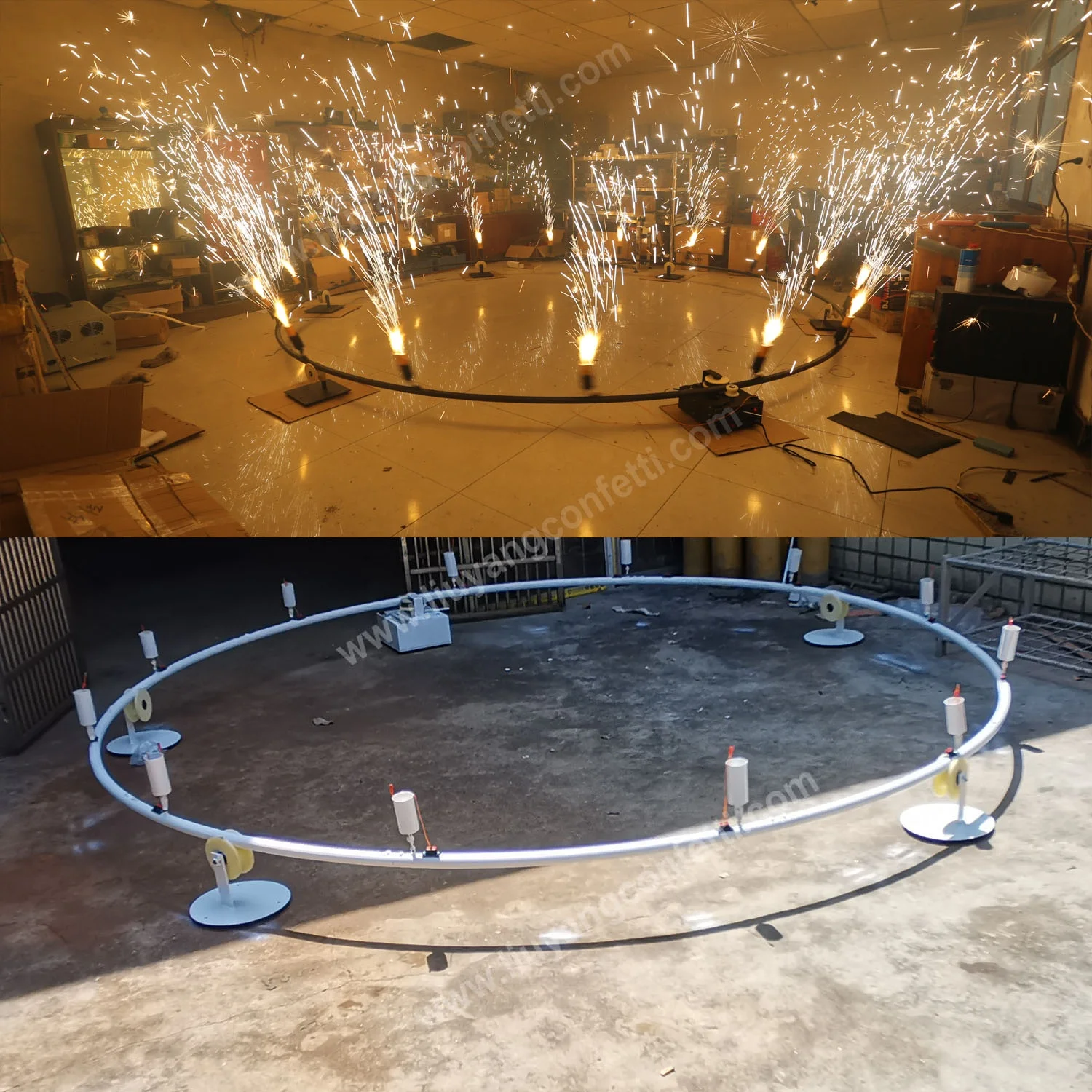 Cold Sparkler Stage Fountain Indoor New Product Big Circle Ride 360 Degree Rotate Firing System Firework Wedding Centerpiece
