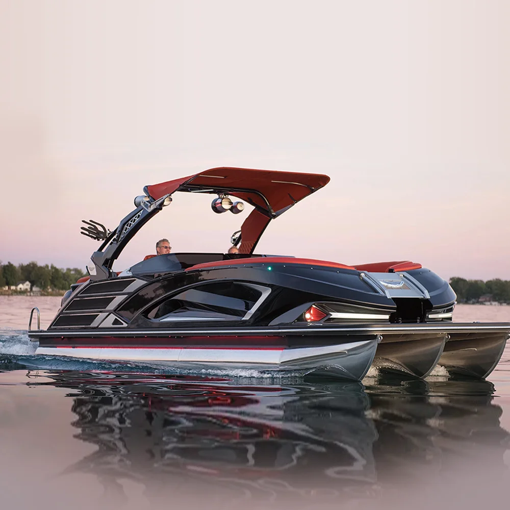 China Kinocean Large Tritoon Leisure Sport Pontoon Luxury Party Boat With Motor For Tubing