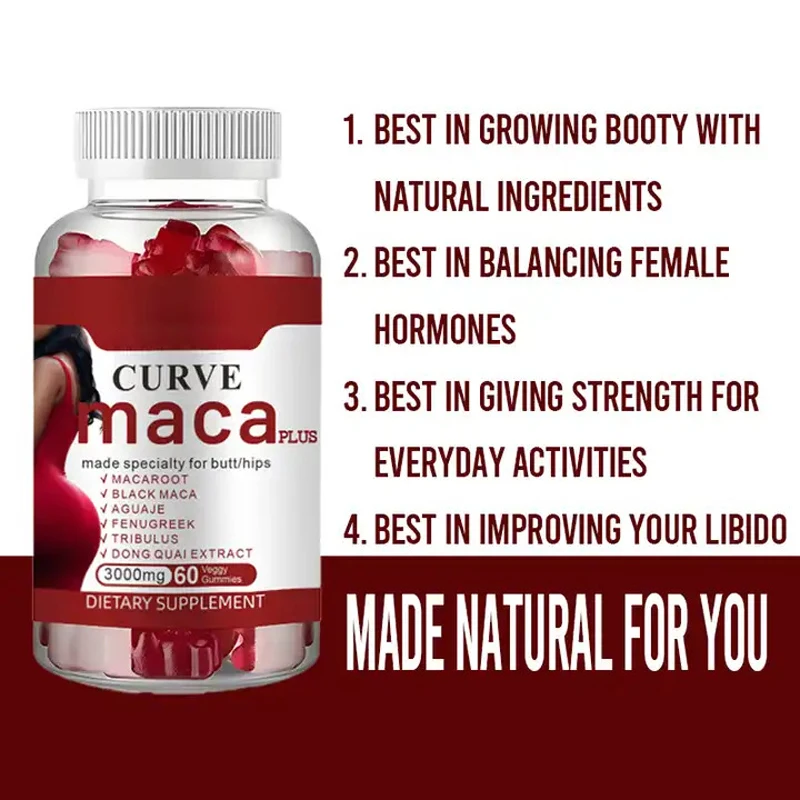 OEM Natural Vitamins BBL Gummies Fat Burn Butt Lift Booster Muscle Libido Hips and Butt Maca Gummies