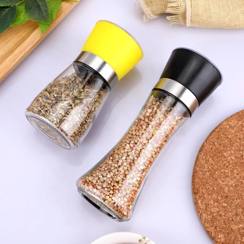 Регулируемая стеклянная мельница для соли и перца, банки для специй вручную
