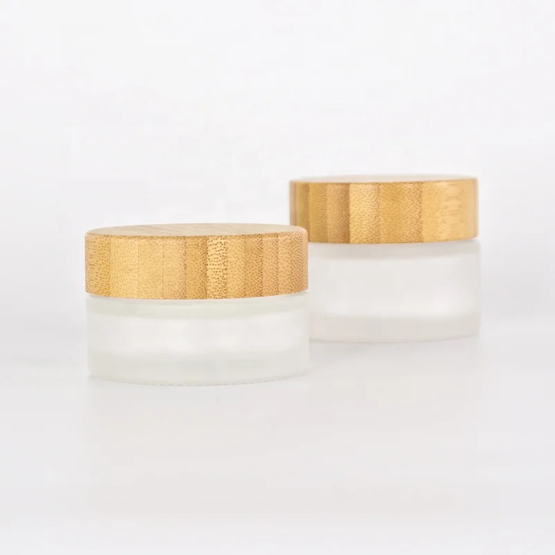 Eco friendly cosmetic packaging cosmetic glass jar with bamboo lid 100g glass cosmetic jar real bamboo