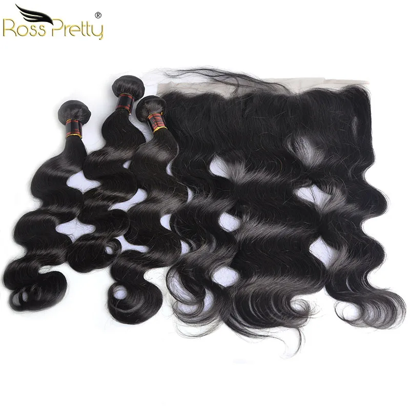 Ready to ship brazilian virgin vendor body wave weaves with 13x4 lace frontal bundles human hair