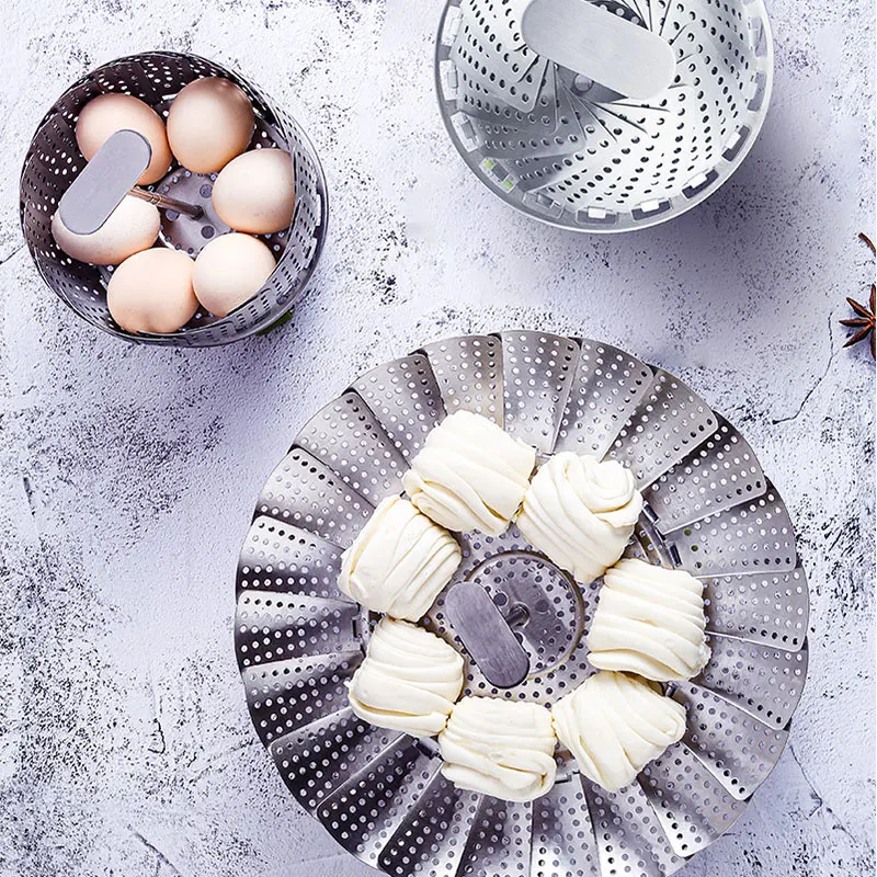 Fish Seafood Cooking Multi-purpose Food Steamer Stainless Steel Foldable Food Steamer  Collapsible Basket