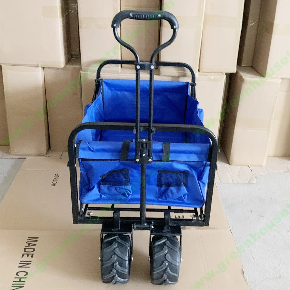 Collapsible Heavy Duty Beach Wagon Cart Outdoor Folding Camping Garden Beach Cart with Universal Wheels Adjustable Handle