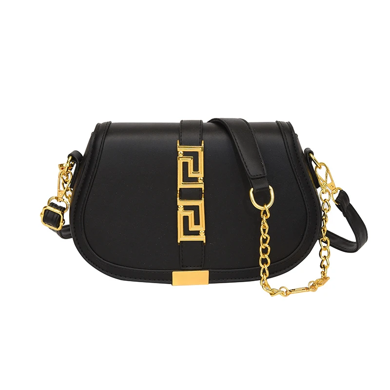 Роскошная дизайнерская сумка через плечо с логотипом на цепочке дорожный кошелек однотонная кожаная популярные женские седельные сумки