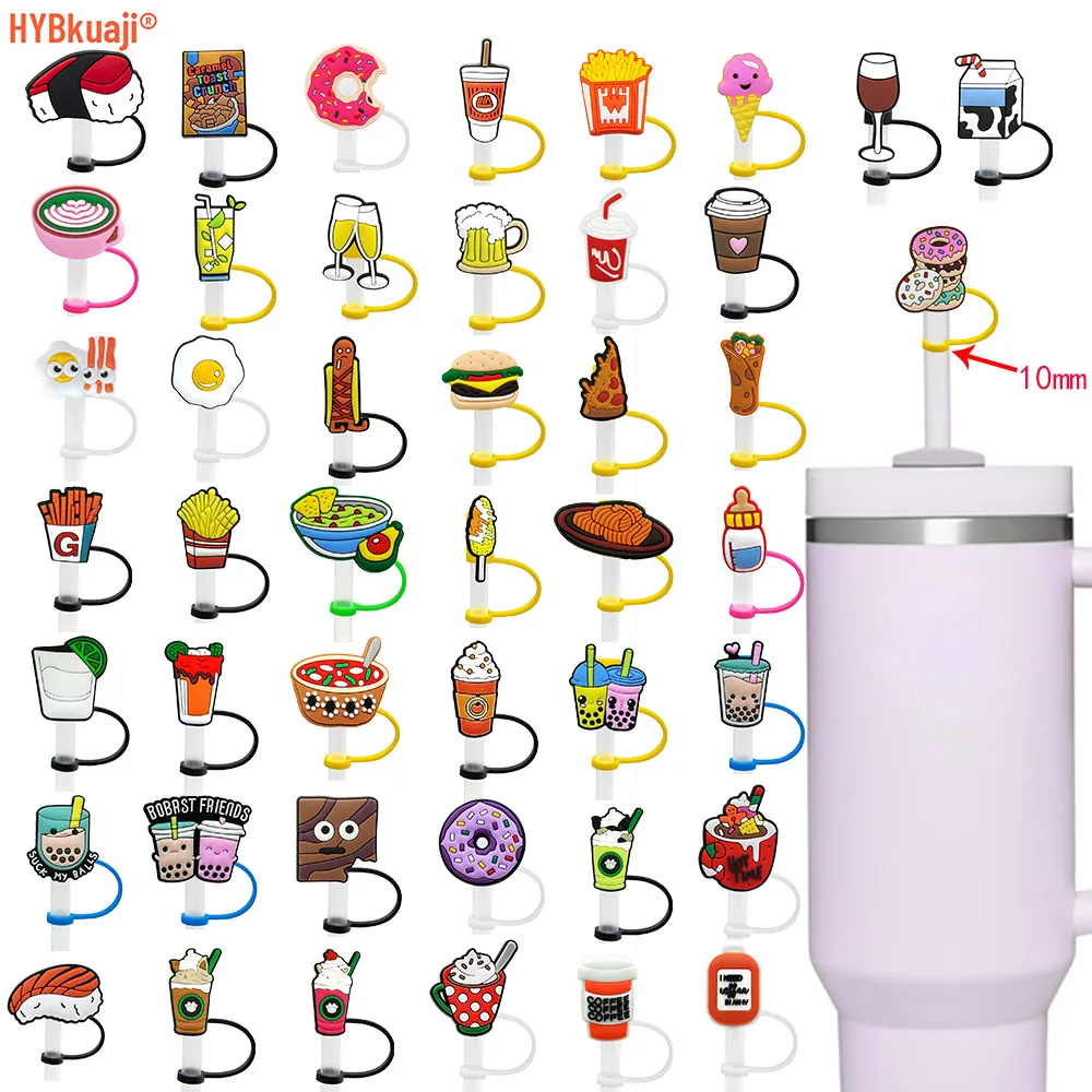 10mm custom wholesale silicone reusable new creative Cute Boba Milk Tea silicone straw covers food drink straw topper