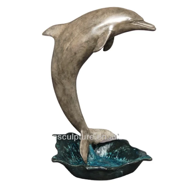 Customized Marine animals bronze dolphin Cultural Plaza Hotel outside the door sculpture