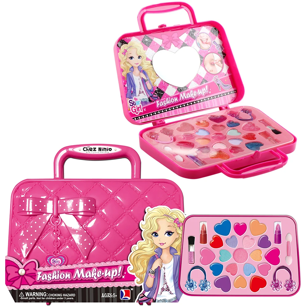 
Kids Makeup Kit Pretend Play Toys Cosmetic Set with Handbag for Toddler Gifts Cosplay disguise for child 