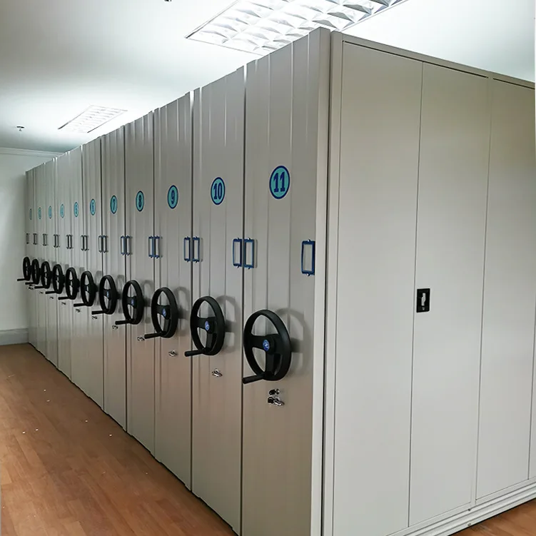 Office Steel Dense Rack Hand Operated Mobile Archive filing Cabinet Office Mobile Storage Cabinet with Shelves