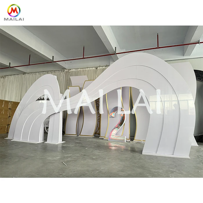 Customized Special Design White Wedding PVC Backdrop Acrylic Arch Background for Event Party Stage