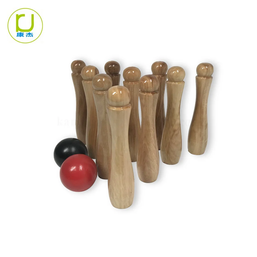 Indoor and Outdoor Game Funny Bowling Balls with 10 Wooden Pins 2 Balls with carrying Bag