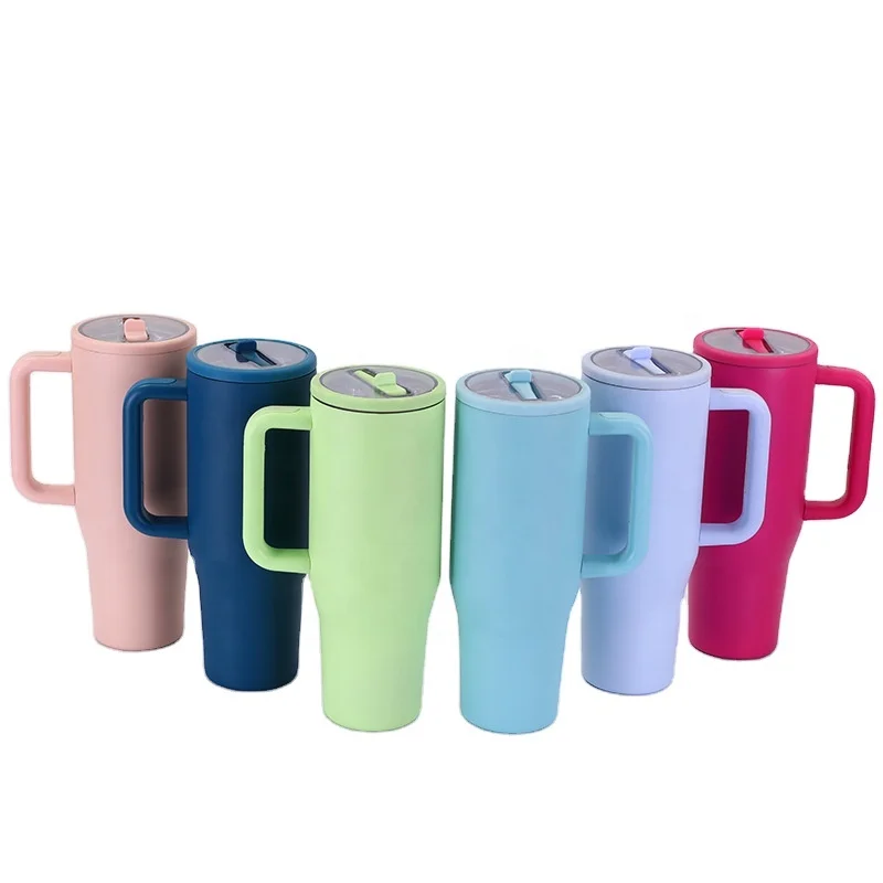 Wholesale Large 40oz Vacuum Insulated Cup No Spill Hydro Traveler Stainless Steel Tumbler With Handle And Flip Straw Lid