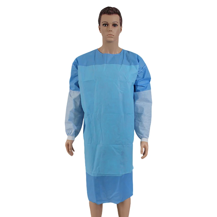 Manufacturer AAMI Level 3 Healthcare Workers SMS Waterproof Surgical Gown Knit Cuff / Elastic Cuff Anti-blood Medical Gown
