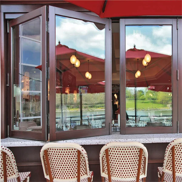 TOMA American standard AS2047 folding window balcony aluminum vertical folding door and window push up bi-fold window and door