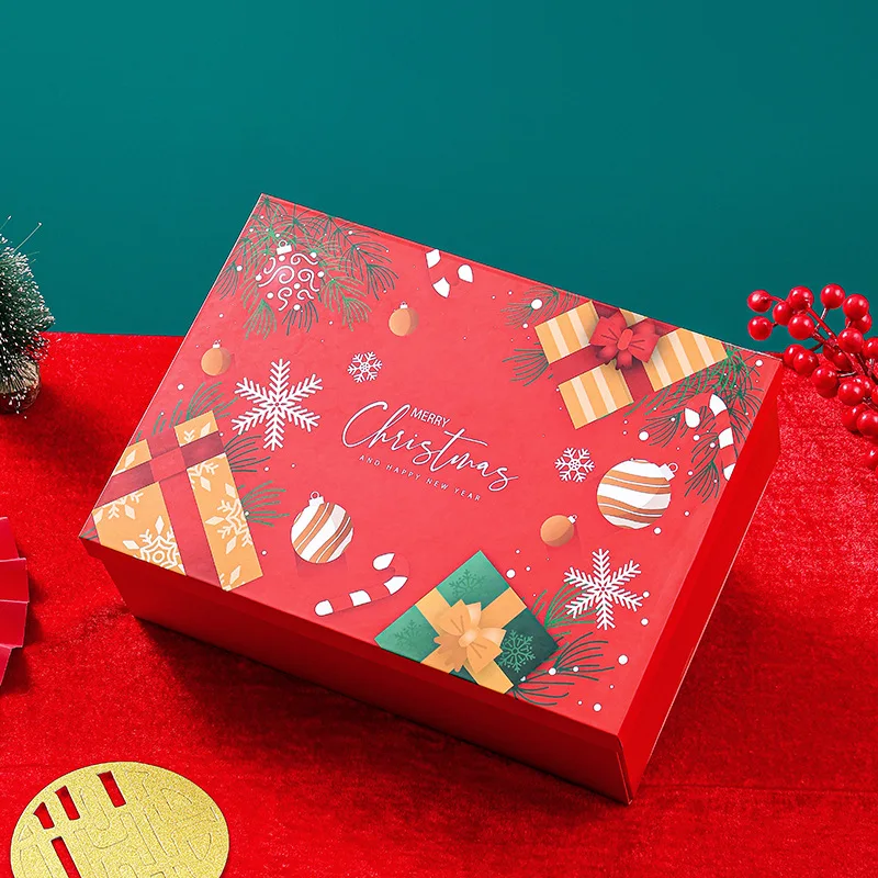 Christmas gift box red Santa Claus folding gift box Christmas scarf gloves packaging box