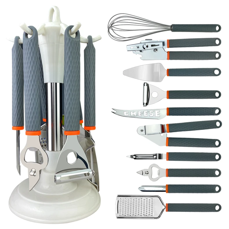 Feixiong Wholesale 11 Pieces kitchen gadgets Set with soft silicone handle Stainless Steel kitchen Tools Kitchen Accessories