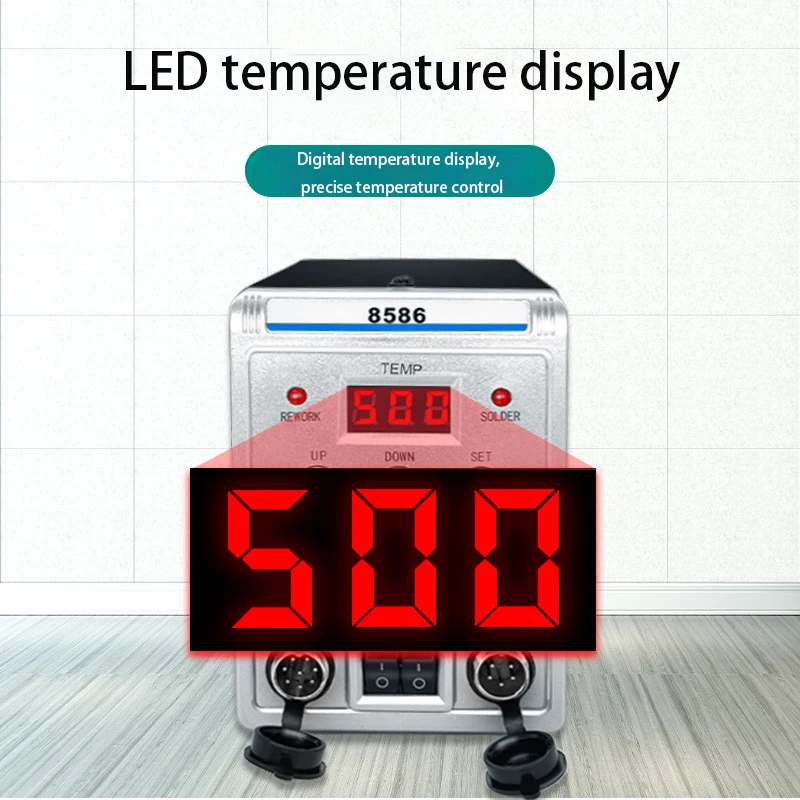 8586 Black Air Gun Soldering Iron 2-in-1 Panel High Power Desoldering Station Mobile Phone Repair Tool 700W