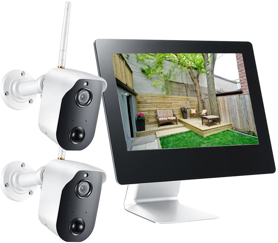 9 inch WiFi NVR 2CH HD 1080p solar battery Camera NVR camera Kit PIR WiFi camera Wireless Battery cameraTwo-Way Audio