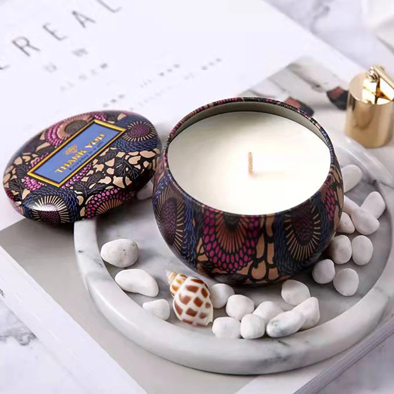 Smokeless Natural Soy Wax Scented Candles Tin Can Aromatherapy Candles 150g Smokeless Aromatherapy Candles for Home Decors