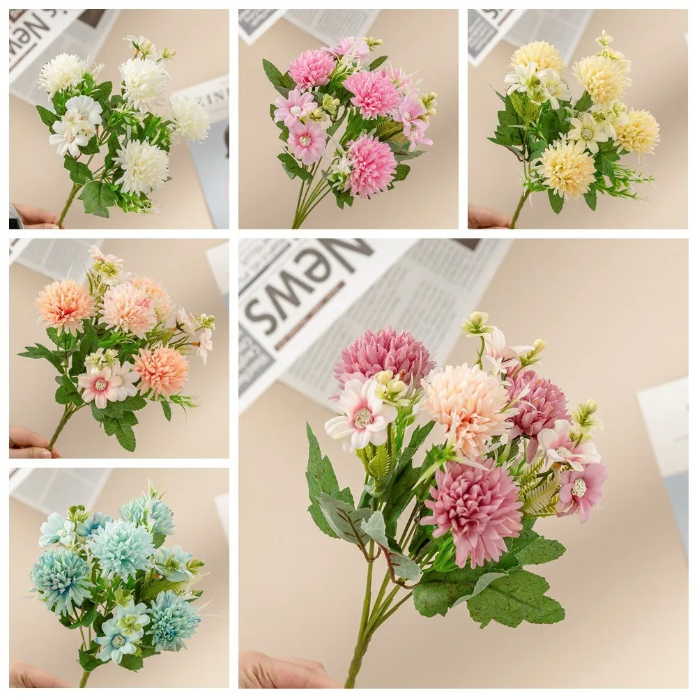 31cm Long Wedding Home Party Decorations 7-Image Oil Painting Sharp Ball Chrysanthemum INS Wind Artificial Flowers Cross-Border