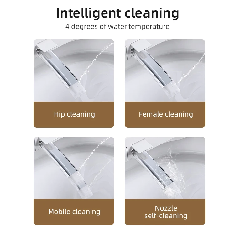 Kidolux Automatic Flush Electric Ceramic Toilet Bowl Floor Mounted Intelligent Bathroom WC Includes Seat Heating WC Smart Toilet