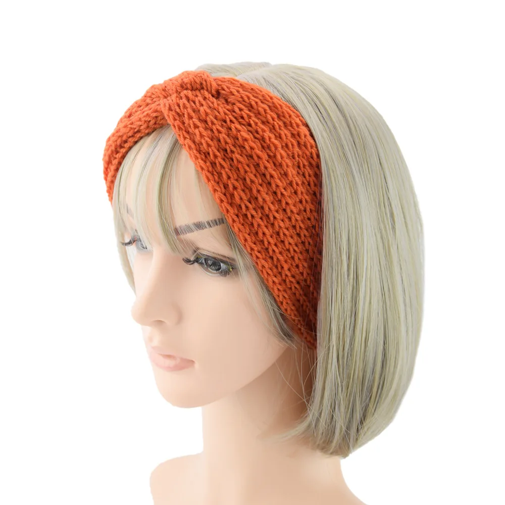 Fall/Winter Knitted Cross Wool Hair Band Women Girls Hair Tie Crocheted Headwrap
