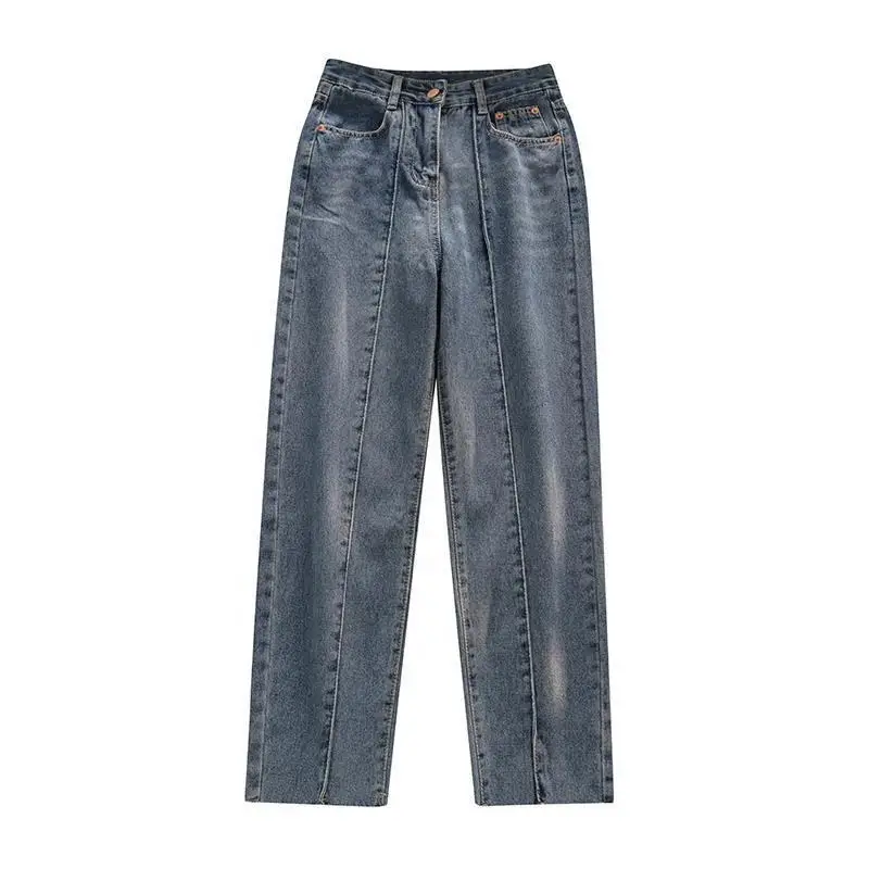 2023 new factory multi button high waist slim stretch large size small foot high quality plus size womens jeans for women