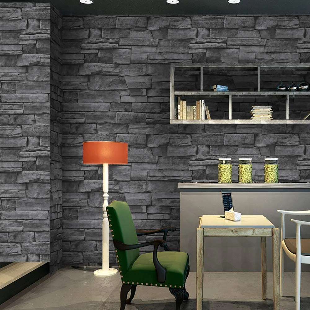 
great price 45x100cm Self Adhesive PVC Waterproof Stone Wallpapers Brick Wall Paper 3d wall stickers for home decor 