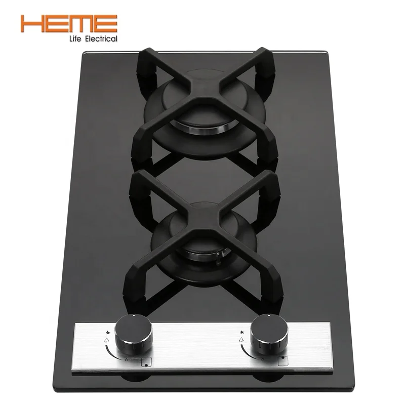 30cm Glass hob gas cooker stove 2 burner natural gas cooktop(PG3020BG-ECBA)