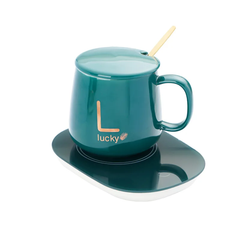 Wholesale Custom Logo USB Office Home Gift Smart Ceramic Warmer Cup Heater Heating Pad Temperature Control Water Coffee Mug Set